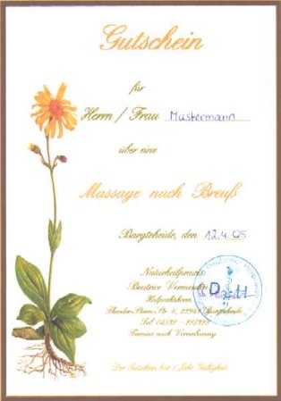 Gutschein für Masage